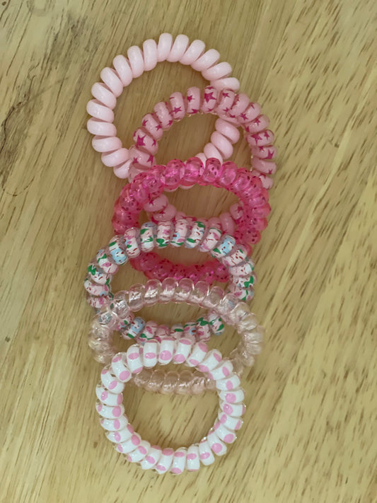 Pink spring hair tie set (6)